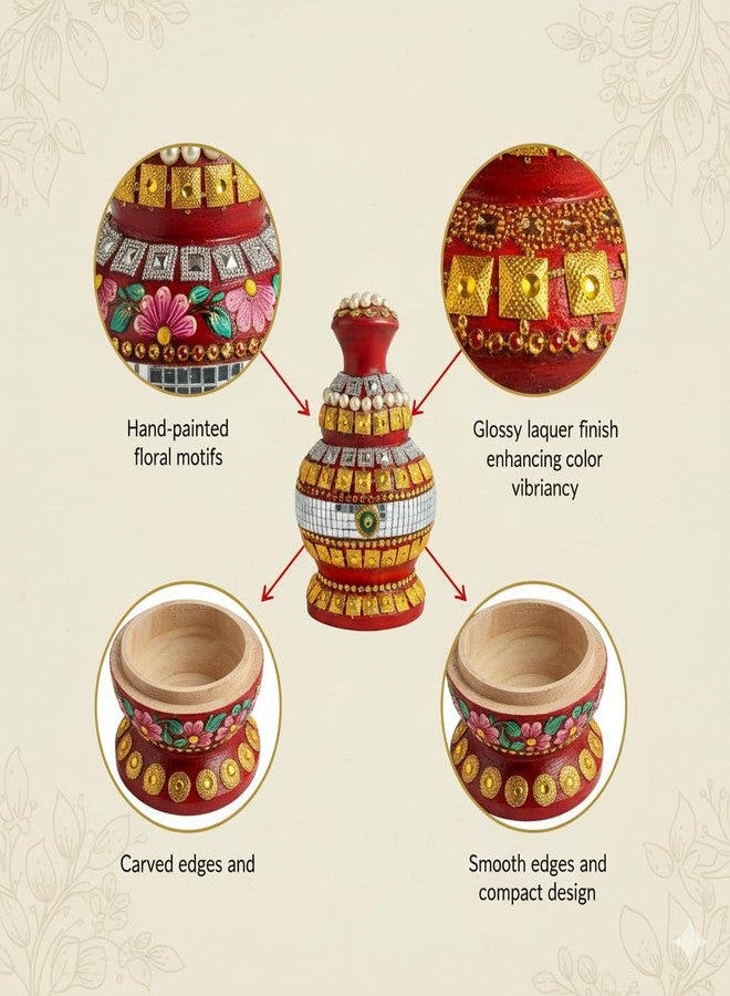Salvus APP SOLUTIONS Decorative Wooden Sindoor Box/Sindur Dani/Sindoor Dibbi for Women & Home Utility (Multicolor_4.5 in) - Image 5
